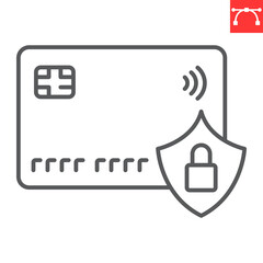 Secure payment line icon, money and finance, security freeze card vector icon, vector graphics, editable stroke outline sign, eps 10.