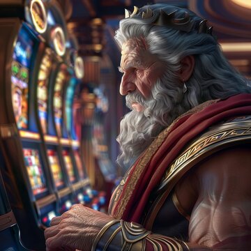 Zeus Playing Slot Machine in Casino
