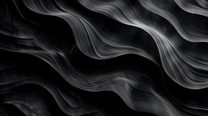 Abstract black and white waves. 3D rendering.