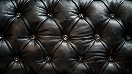 Black leather upholstery with crystal buttons.