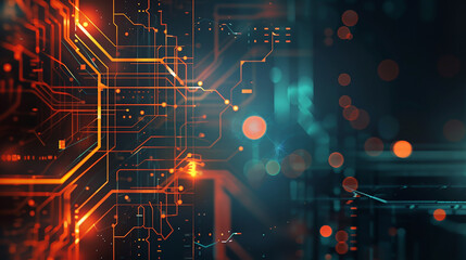 Fototapeta premium colorful technology futuristic digital graphic concept, circle line glow light effect technology Wireframe background with plexus effect.