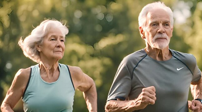 Best Ager beim Joggen im Park