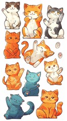 Set of Cutes Cat Cartoon