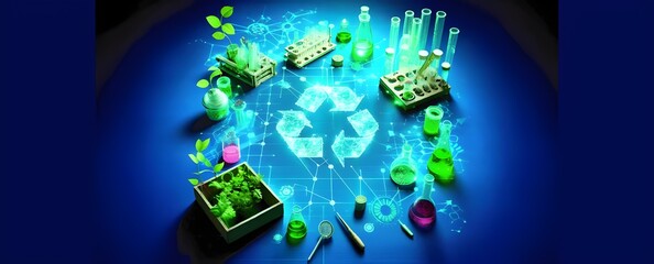 Green Science: A Vision of Sustainable Laboratory Innovation,This title reflects the integration of greenery and scientific elements within a futuristic laboratory setting, emphasizing sustainability 