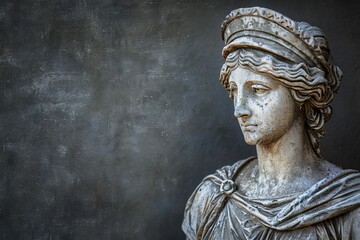 Weathered ancient greek statue of a woman