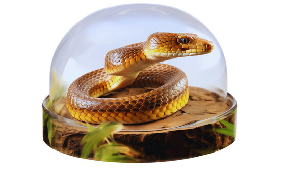 Snake in a clear dome, clear glass ball with a snake inside.
