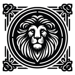 Obraz premium Lion head face logo vector illustration minimalist design template. also can use for t- shirt, emblem, tattoo and more