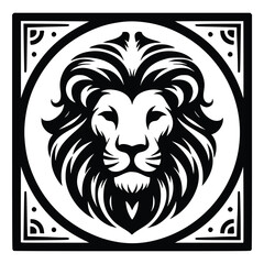 Lion head face logo vector illustration minimalist design template. also can use for t- shirt, emblem, tattoo and more