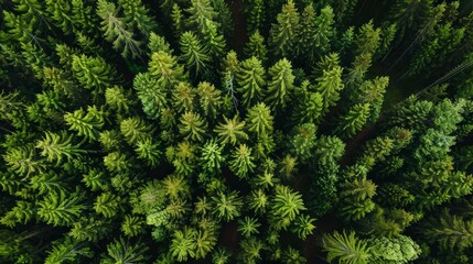 Lush green forest canopy aerial view