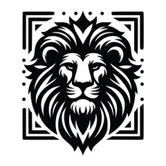 Lion head face logo vector illustration minimalist design template. also can use for t- shirt, emblem, tattoo and more