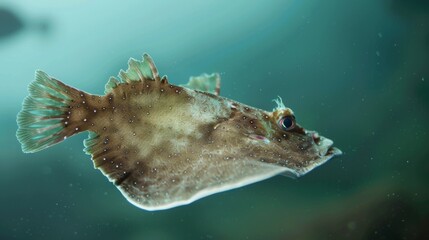 beautiful flat fish in the sea in slow motion. fish. Illustrations - obrazy, fototapety, plakaty