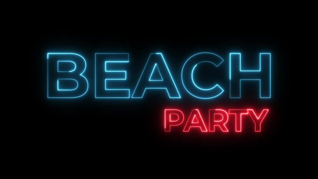 Beach Party Neon Animation Text