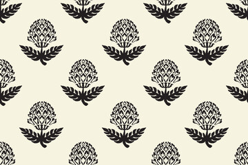 floral ethnic ikat seamless pattern traditional design for background, carpet, wallpaper, clothing, wrapping, fabric, vector illustration, embroidery style, Ajrakh, block print, batik print allovers