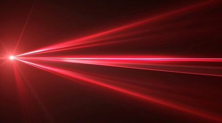 A single red light ray, resembling an elegant line of energy or path on a dark background. The ray is symmetrical and straight with soft edges, creating the illusion that it is moving at a high speed