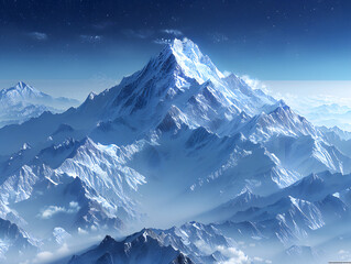 A snow-capped mountain peak towers over a sea of clouds.