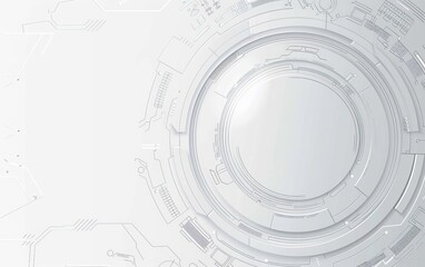 Abstract gray and white background with circular futuristic technology digital data vector on light gray background