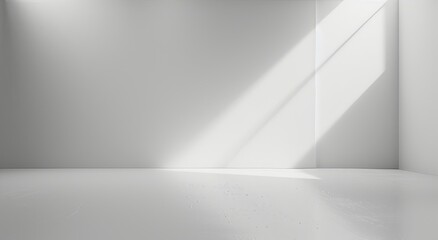 Abstract grey gradient background, white empty room studio wall with light spotlight for display products
