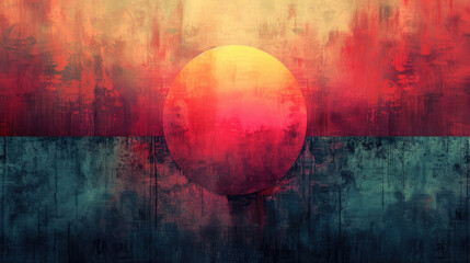 Abstract grunge background with the sun in the center
