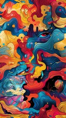 Obraz premium Embark on a journey through a digital realm where dystopian elements clash with vibrant surrealism