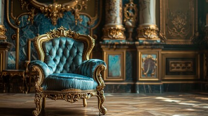 Opulent Antique Armchair with Gilded Frame 