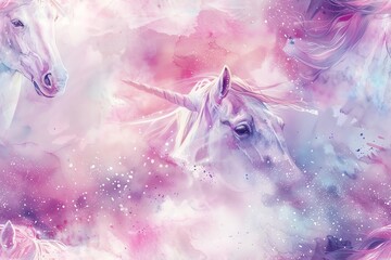 Illustrate a serene unicorn bathed in ethereal pastel shades
