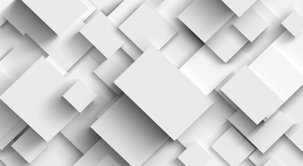 Abstract white background with geometric squares and shadows