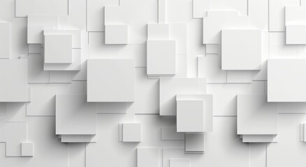 Abstract white background with geometric squares and shadows