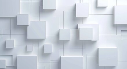Obraz premium Abstract white background with geometric squares and shadows
