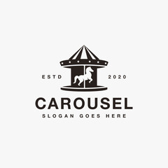 Vintage minimalist horse carousel logo icon illustration template © DOMHOUZE
