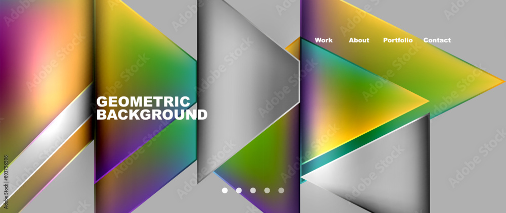 Aufkleber a geometric background featuring colorful triangles in magenta and electric blue shades on a gray re