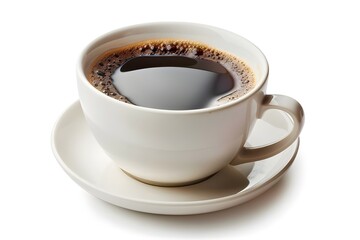 Fototapeta na wymiar zeimage Freshly Brewed Coffee Cup on White Background