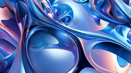 Crystal Refraction Dance An Abstract 3D Interplay of Light Geometry and Captivating Symmetry. Blue color wave liquid HD 8K wallpaper Stock Photographic Image. Crystal refraction, light geometry,