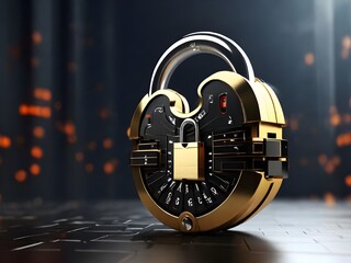 security breach, system hacked alert with padlock , cybersecurity concept, Internet security system concept background, Cyber security network concept. An enormous network of linked nodes.