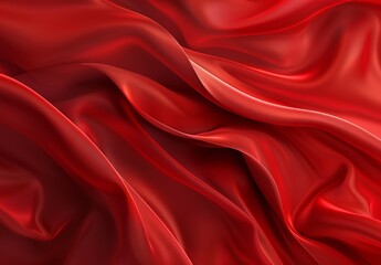 Red abstract background, red waves, gradient red background, red cloth and red ribbon