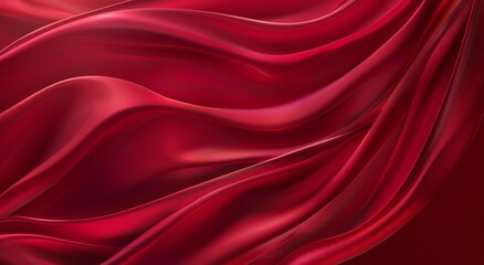 Obraz premium Red abstract background with waves of fabric, shiny and glossy, suitable for Valentine's Day or other events
