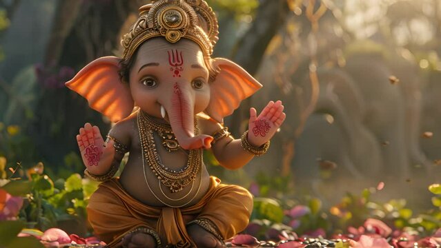 A cute ganesh waving goodbye.