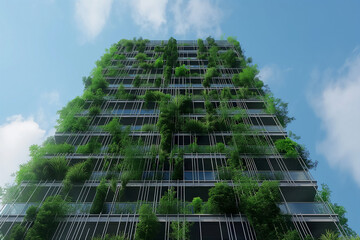 A tall building with a lot of greenery on it