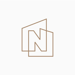 N Letter House Monogram Home mortgage architect architecture logo vector icon illustration