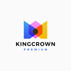King Crown Logo colorful gradient Vector Icon Illustration