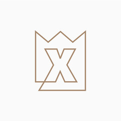 x Letter King Crown Logo Vector Icon Illustration