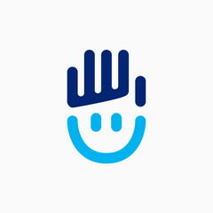 hand smile high five face logo vector icon illustration