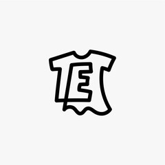 e letter kid tee tshirt apparel clothing monogram logo vector icon illustration