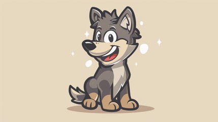 cartoon illustration of a cute wolf smiling. cartoons. Illustrations