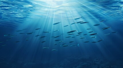 School of fish swimming under water of sea. School sardinella fish swims in underwater. AI generated, human enhanced. fish. Illustrations