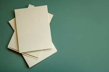 Blank paper template for presentation with clean sage green background