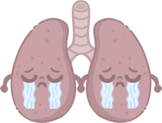 Crying Lung Character Illustration