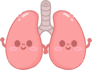 Happy Lung Character Illustration