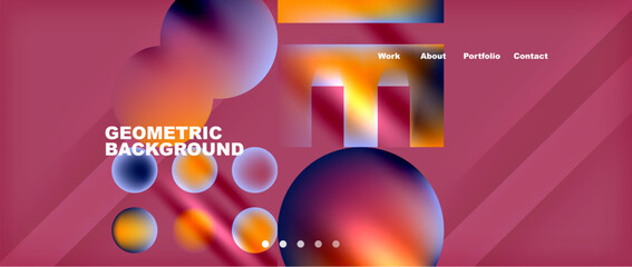 A vibrant geometric background featuring circles and lines in shades of purple, magenta, and violet. Perfect for automotive lighting, entertainment, and music visuals