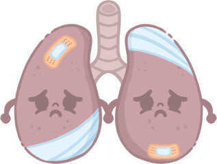 Sick Lung Character Illustration