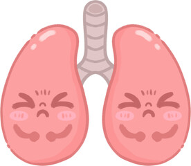Sick Lung Character Illustration